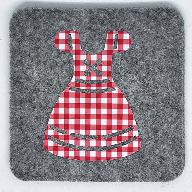 Wool Biergarten German Coasters Lt Heather Red Gingham Set of 4