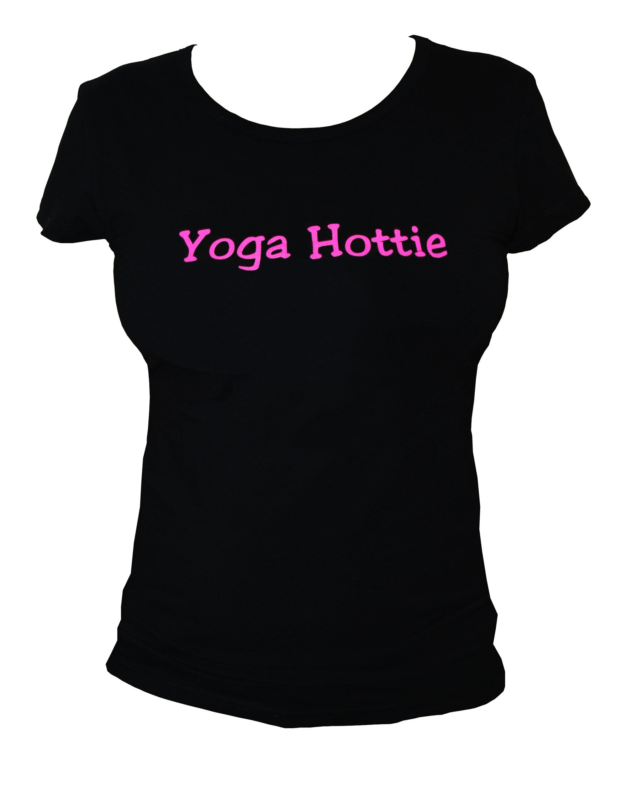 Yoga Hottie Graphic Tee Most Comfortable Womens Black Cap Sleeve Tee