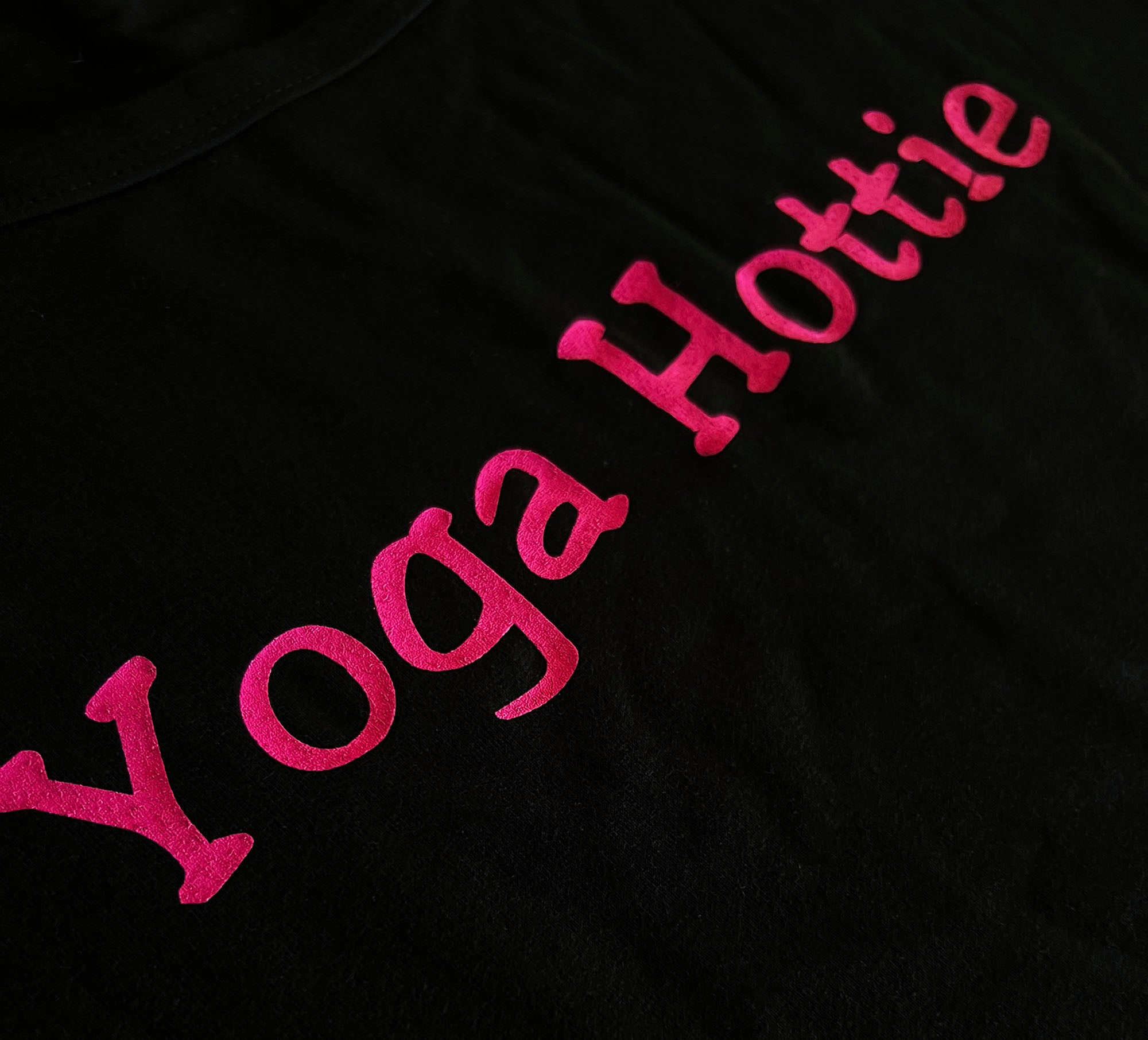 Yoga Hottie Graphic Tee Most Comfortable Womens Black Cap Sleeve Tee