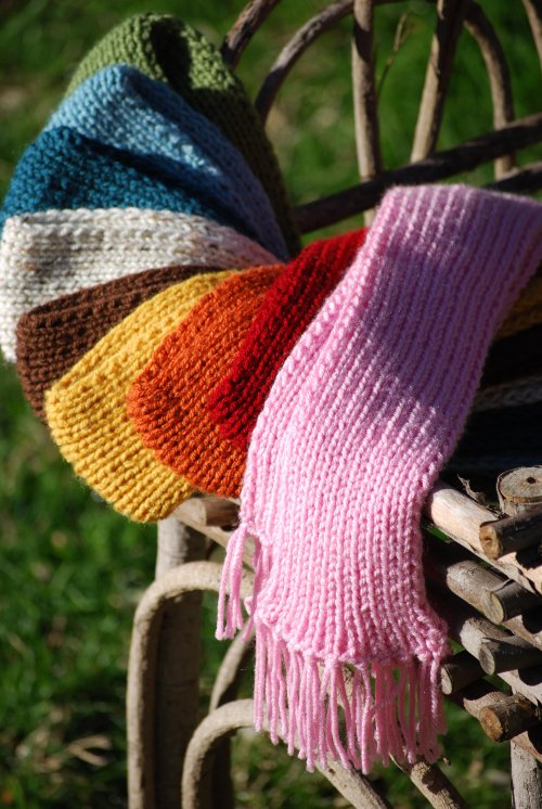 Kids Hand Knit Natural Color Scarf With Fringe