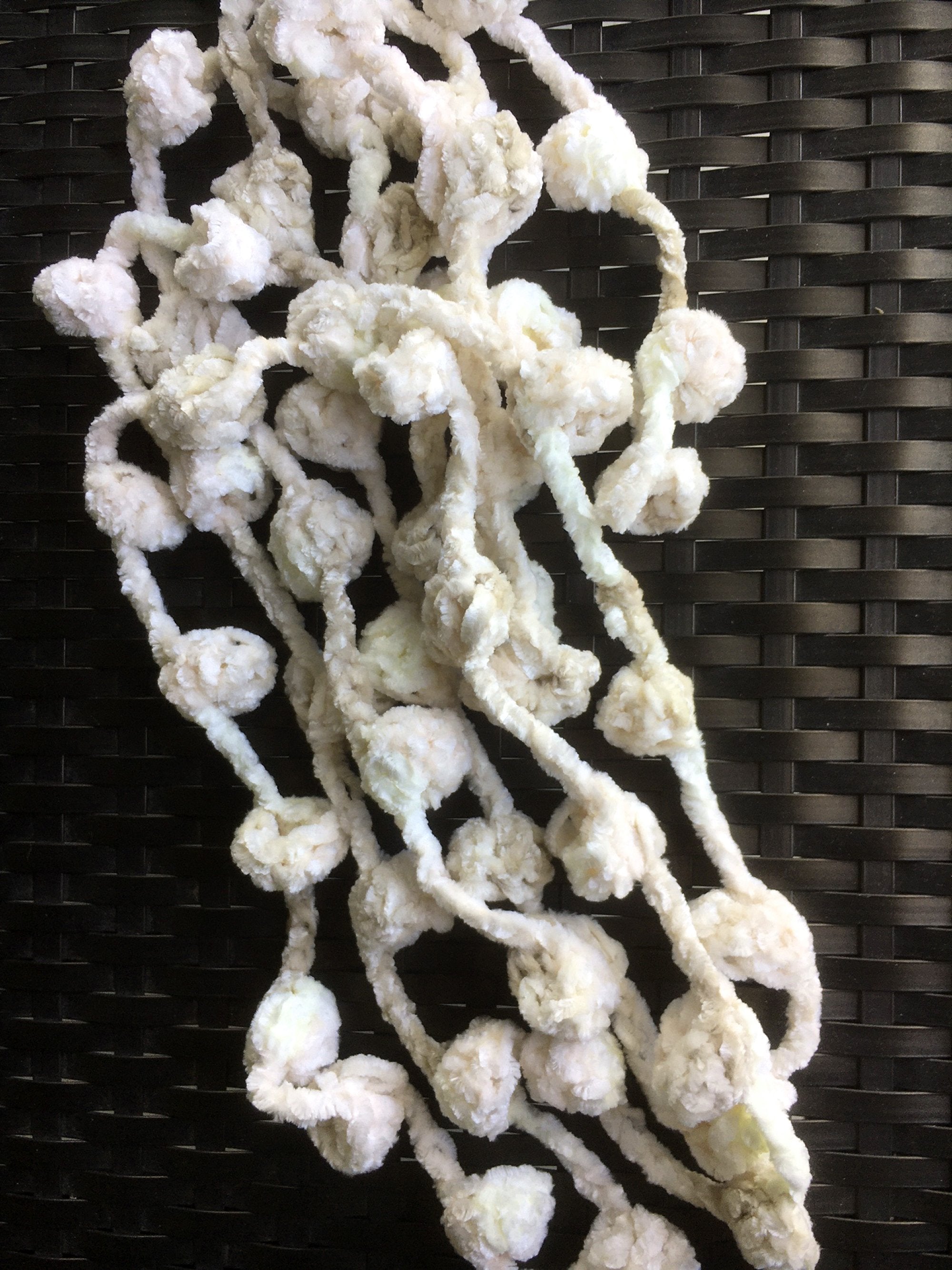 Super Soft Chenille Bobble Long Crochet Scarf Necklace