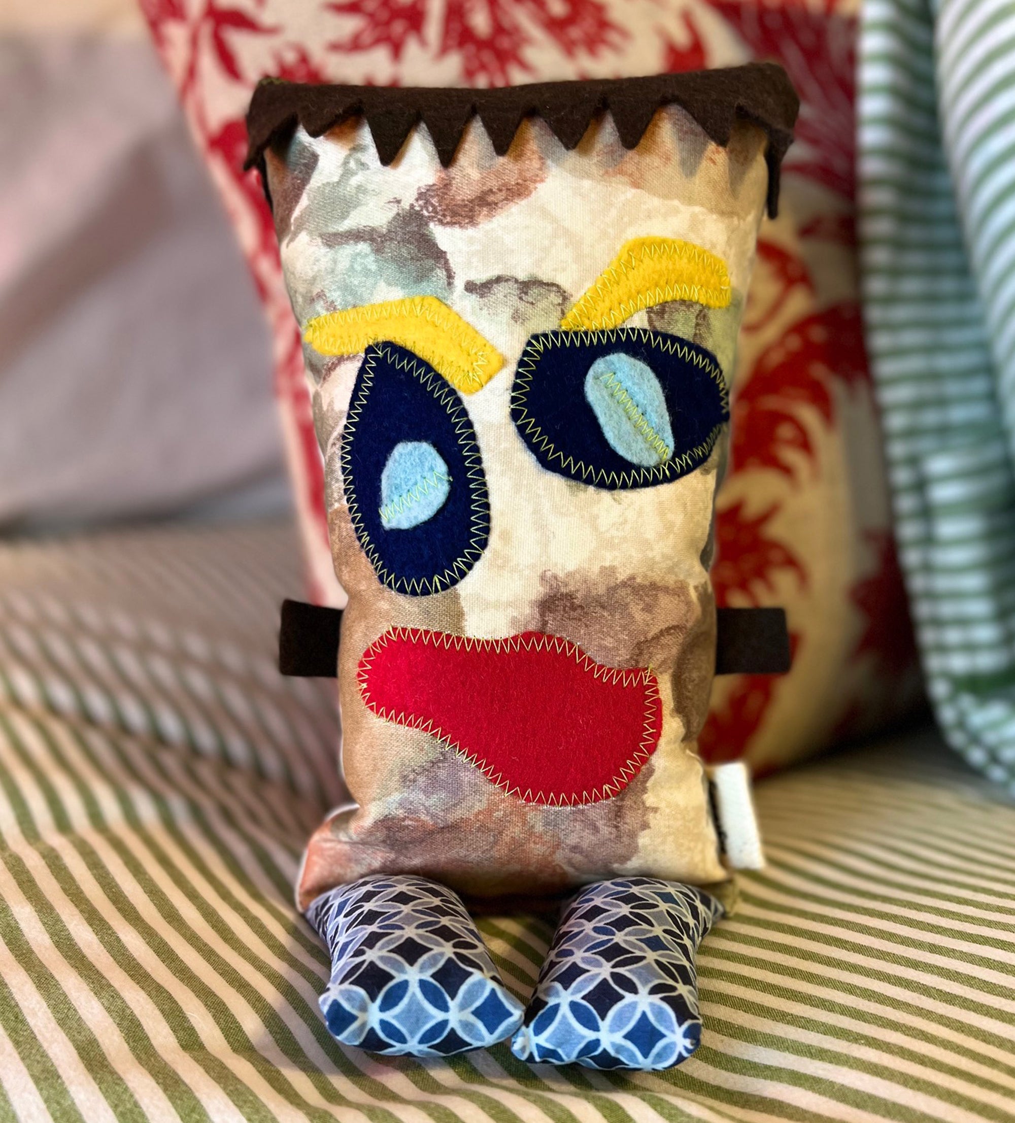 Little Monster "Fank" Handmade Recycled Fabric Plush Toy Doll