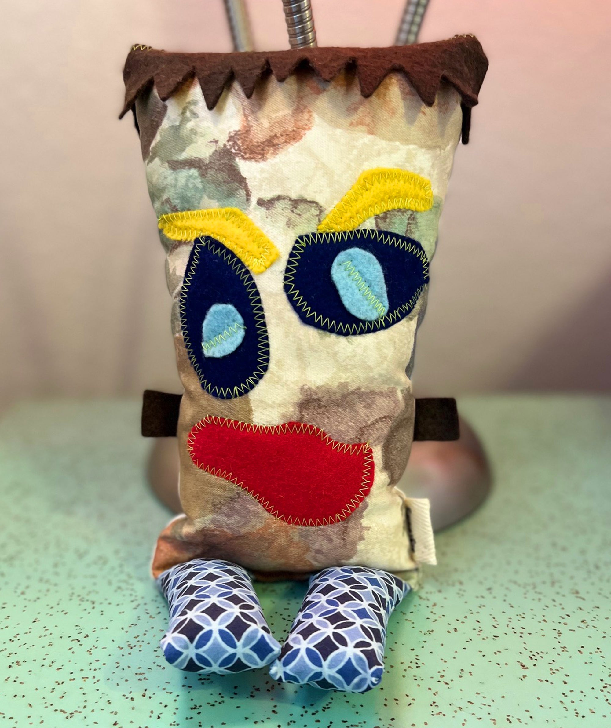 Little Monster "Fank" Handmade Recycled Fabric Plush Toy Doll