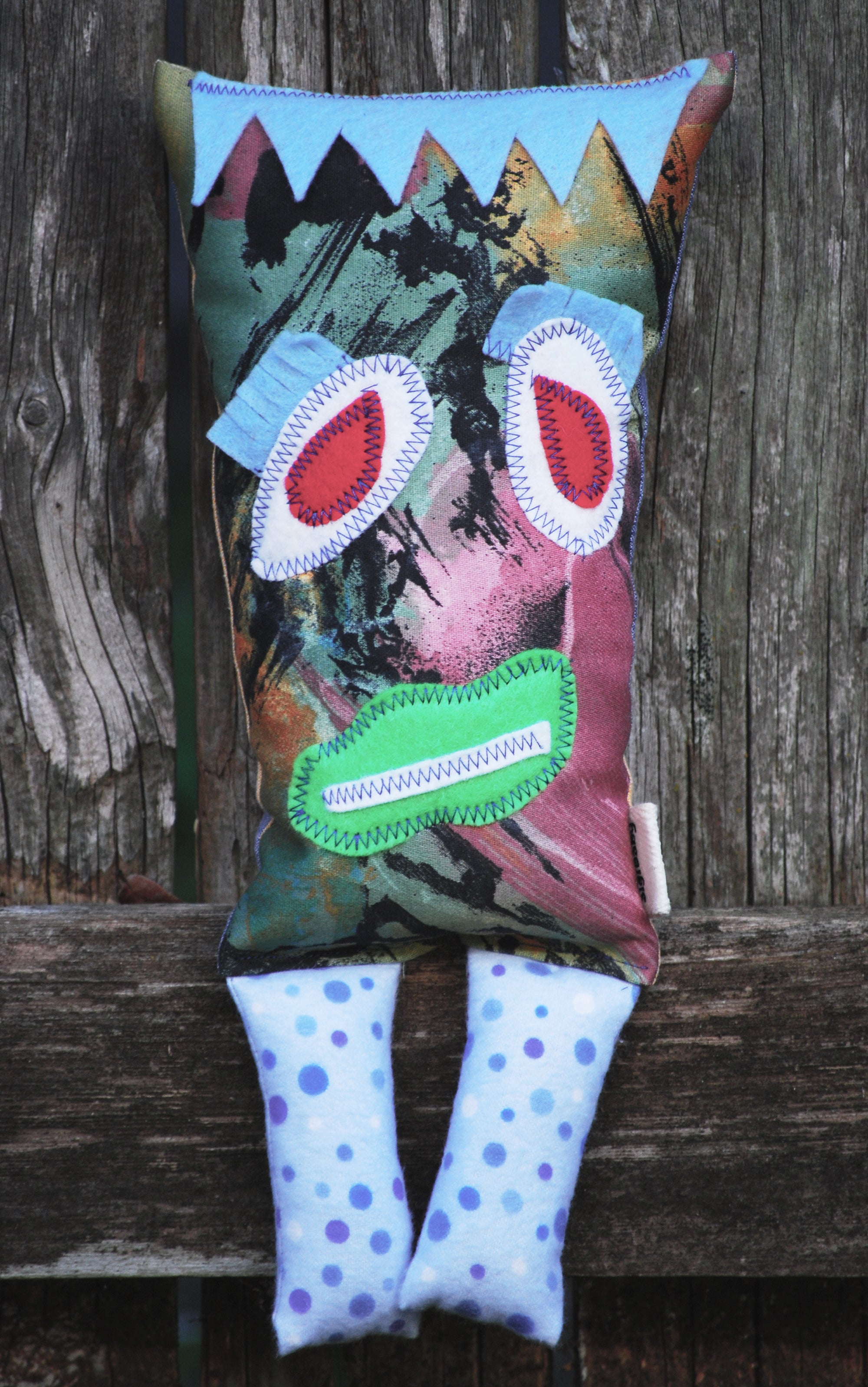 Little Monster "Friedrich" Handmade Recycled Fabric Plush Toy Doll