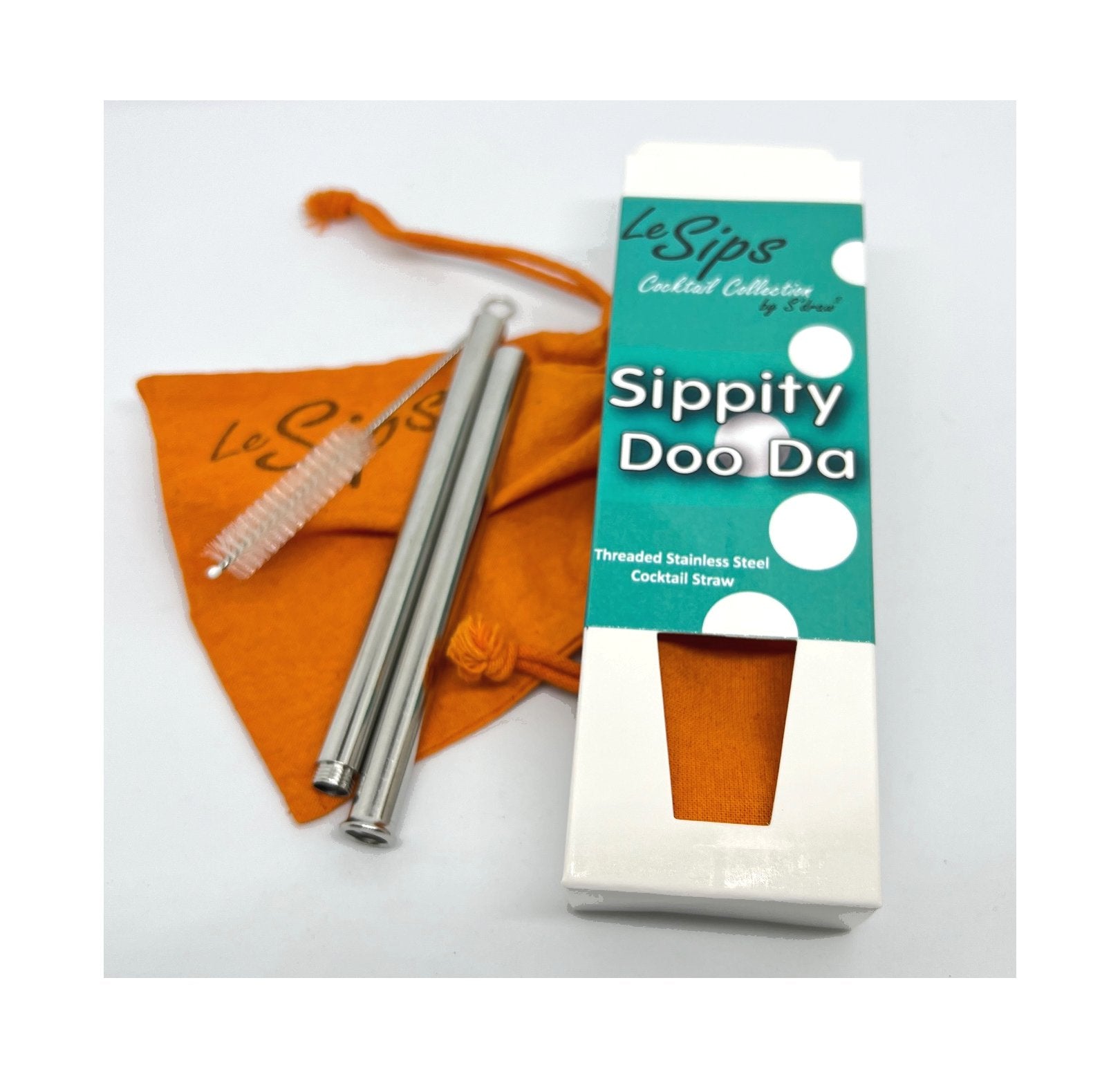 Sippity Doo Da Threaded Stainless Steel Reusable Cocktail Mocktail Straw