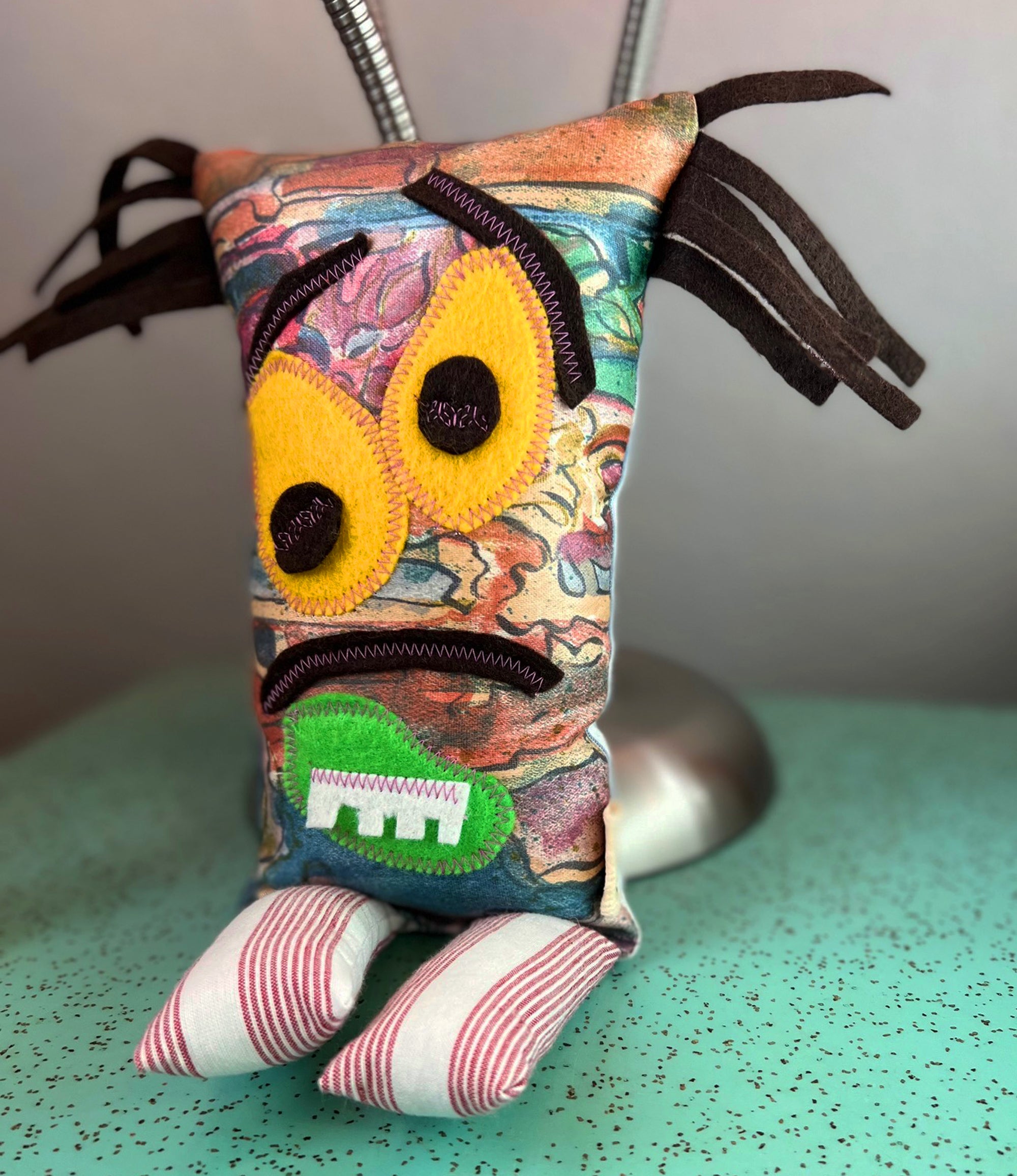 Little Monster "Wolfgang" Handmade Recycled Fabric Plush Toy Doll