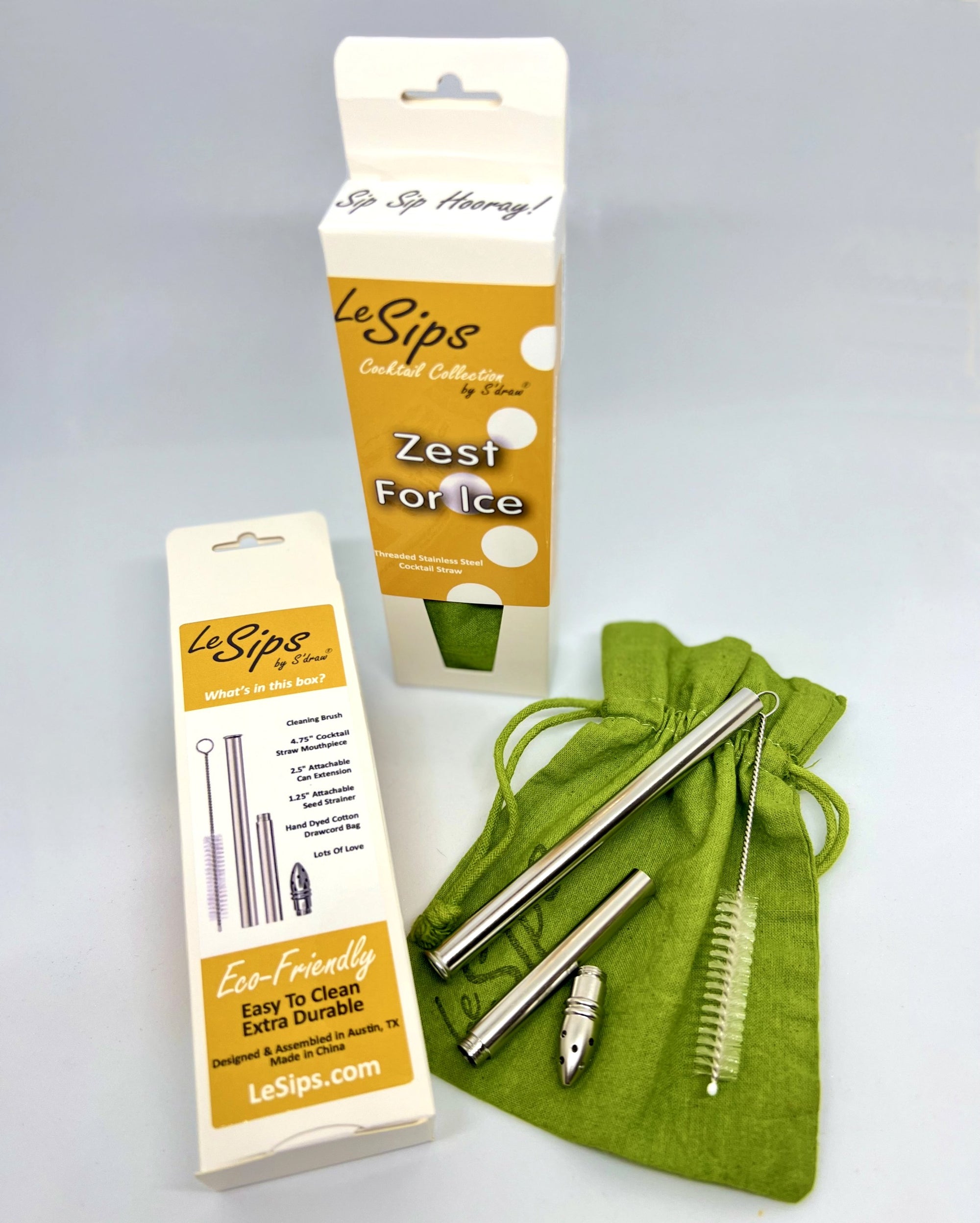 Zest For Ice Threaded Stainless Steel Reusable Cocktail Mocktail Straw