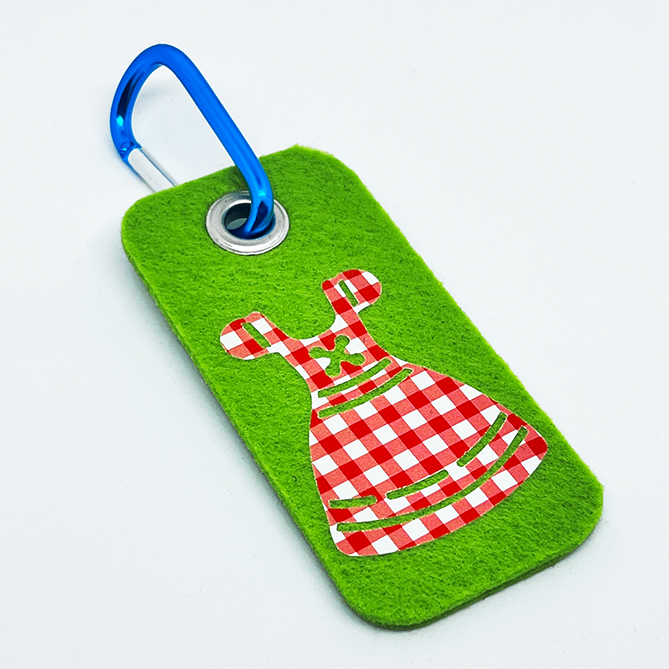 Wool Red Gingham Dirndl Apple Green Bag Tag