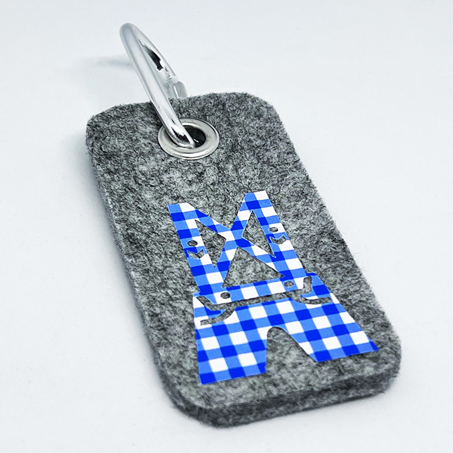 Wool Blue Gingham Lederhosen Lt Heather Bag Tag