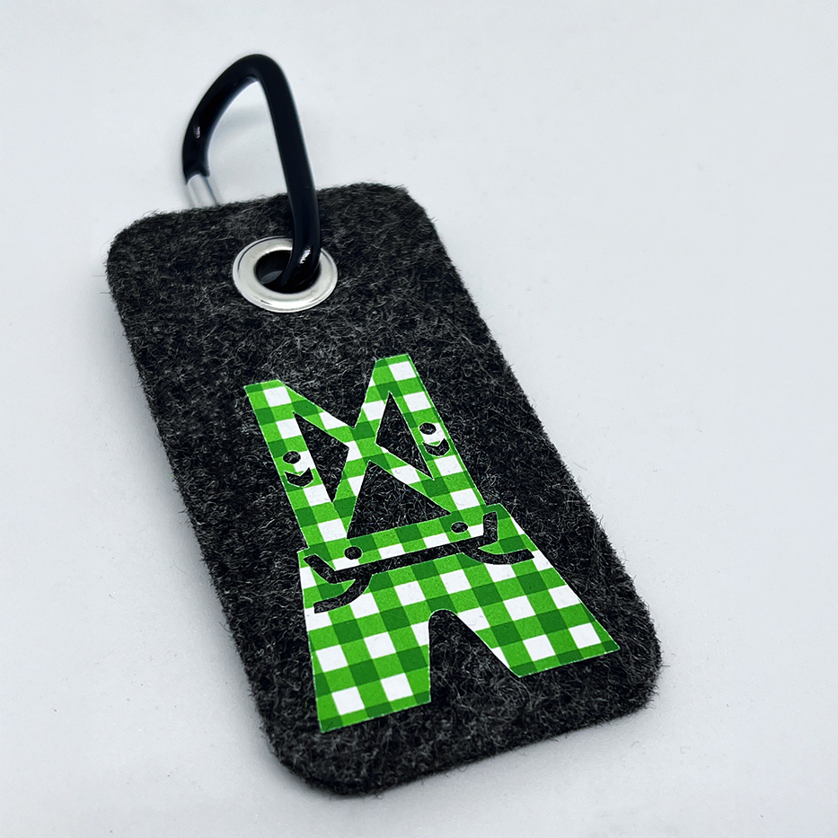 Wool Green Gingham Lederhosen Charcoal Bag Tag