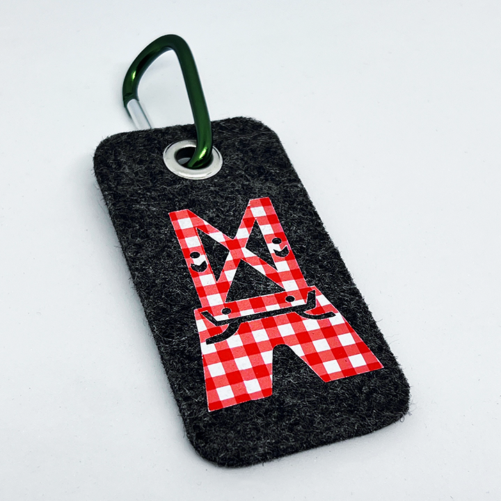 Wool Red Gingham Lederhosen Charcoal Bag Tag