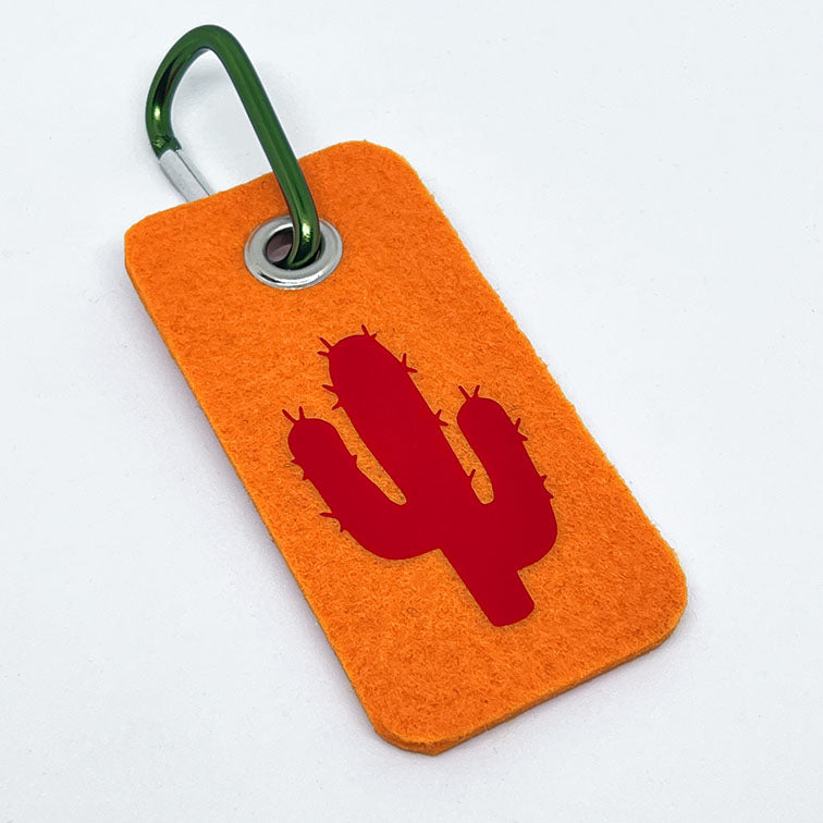 Wool Saguaro Mandarin Orange Bag Tag