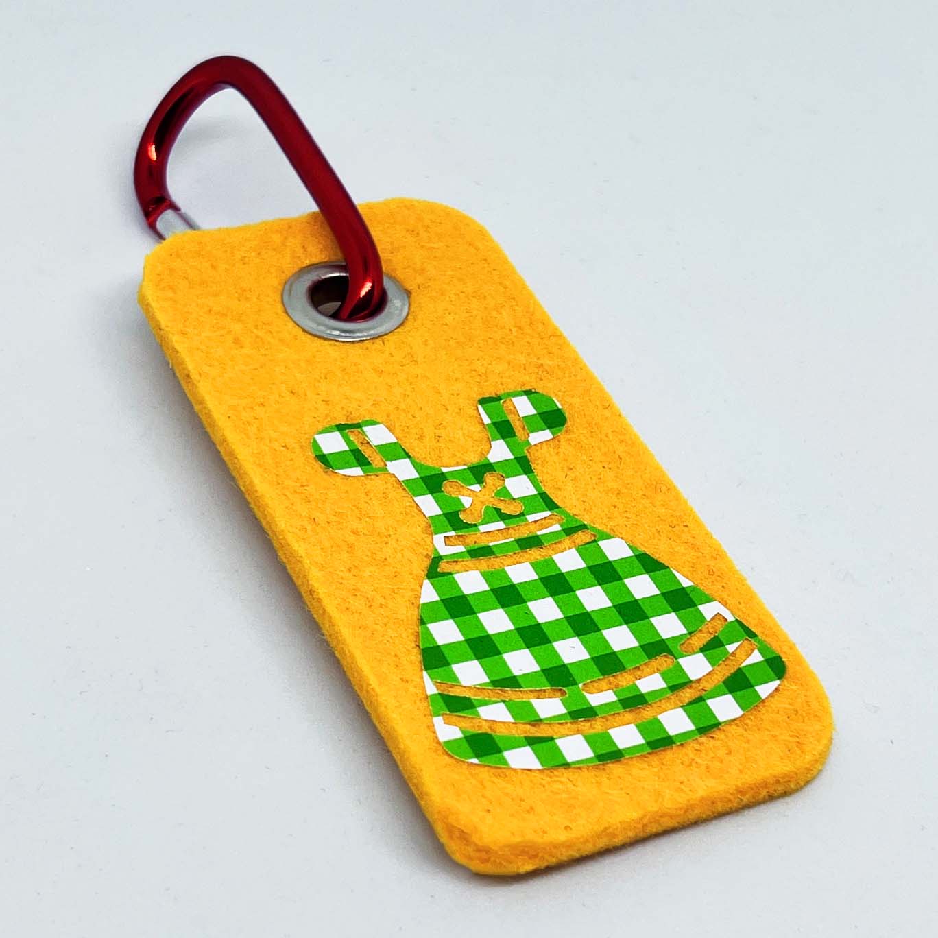 Wool Green Gingham Dirndl Sunflower Yellow Bag Tag