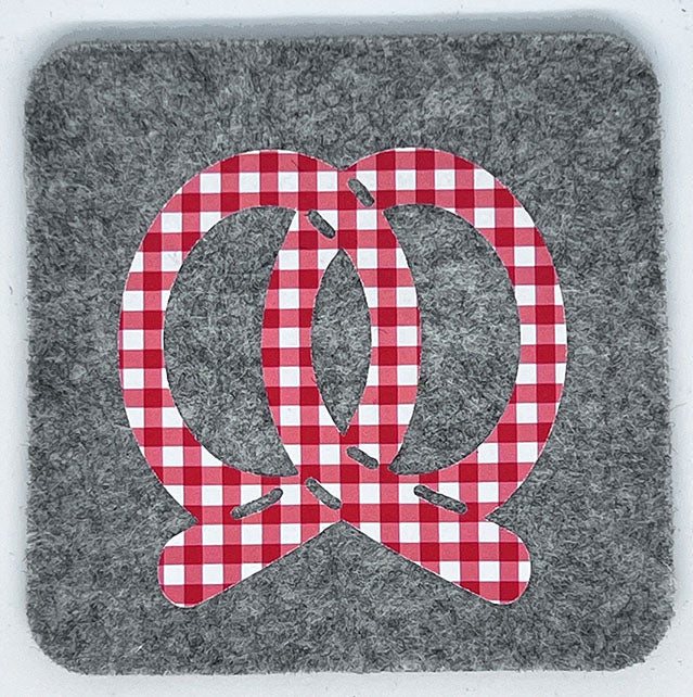 Wool Biergarten German Coasters Lt Heather Red Gingham Set of 4