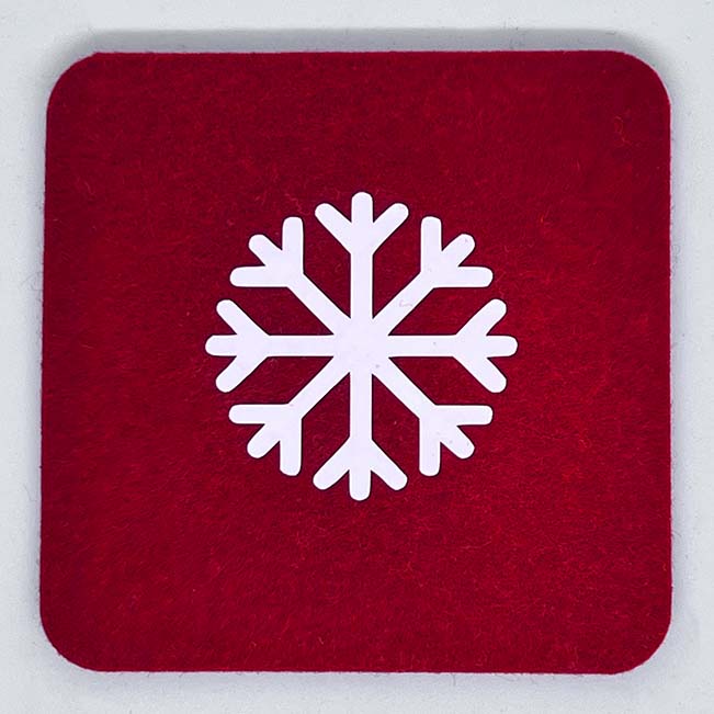 Wool Snowflake Coasters Cranberry Red Set of 4