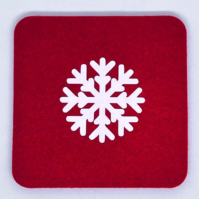 Wool Snowflake Coasters Cranberry Red Set of 4