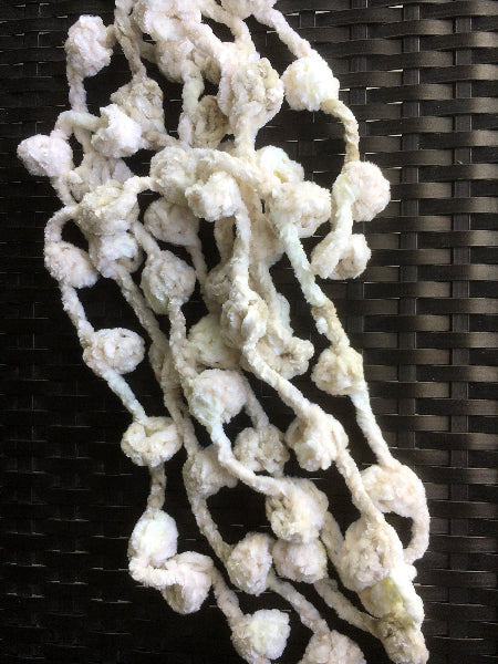 Closeup product image of hand crocheted bobble chenille necklace