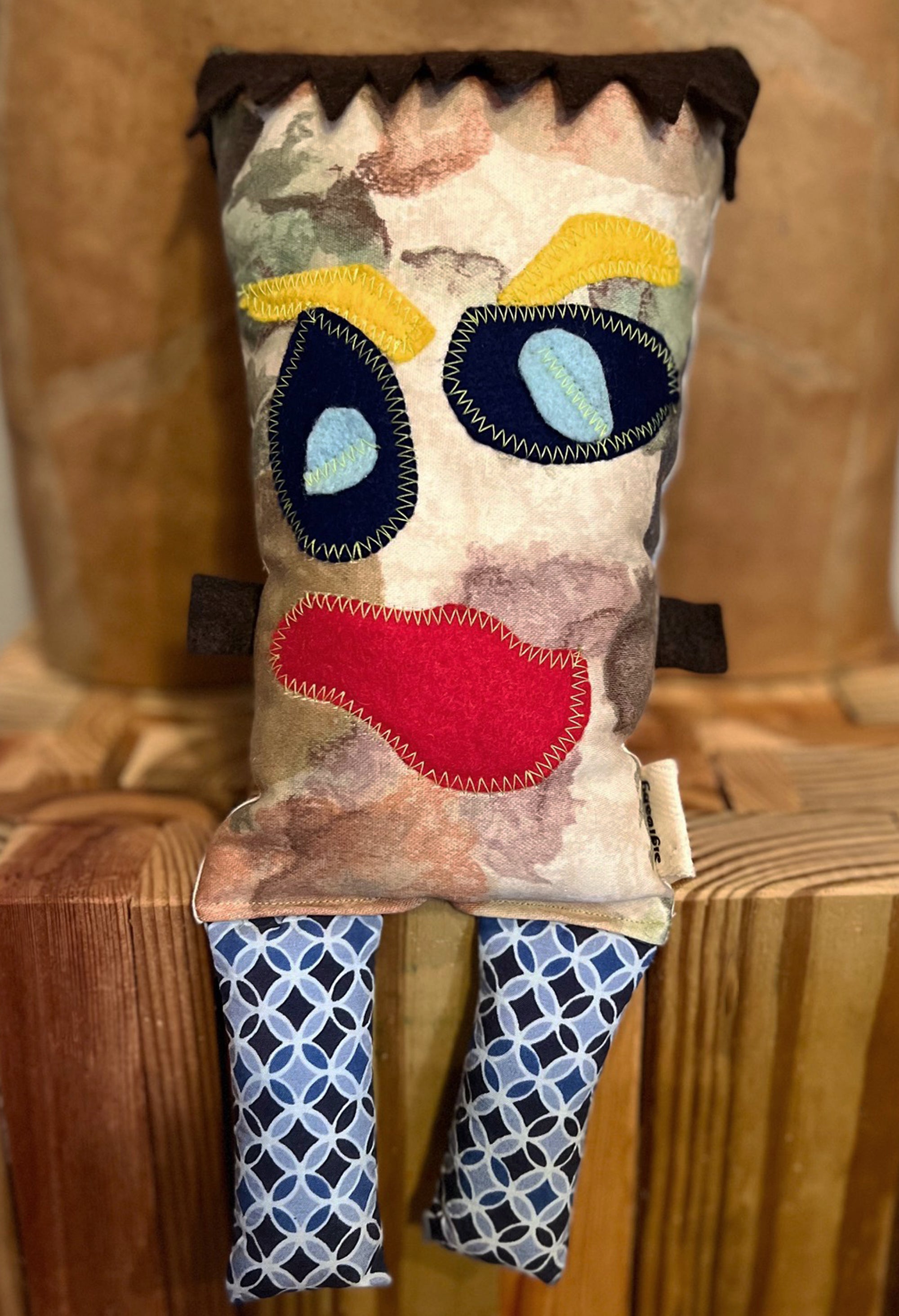 Little Monster "Fank" Handmade Recycled Fabric Plush Toy Doll