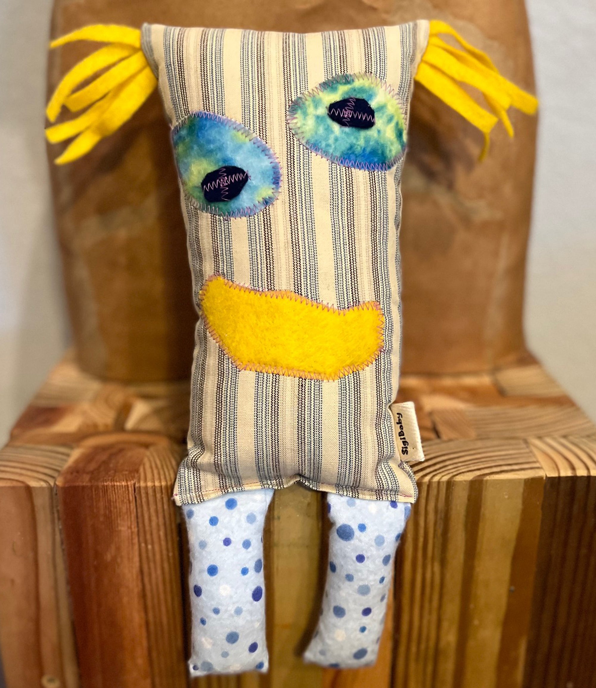 Little Monster "Fritz" Handmade Recycled Fabric Plush Toy Doll