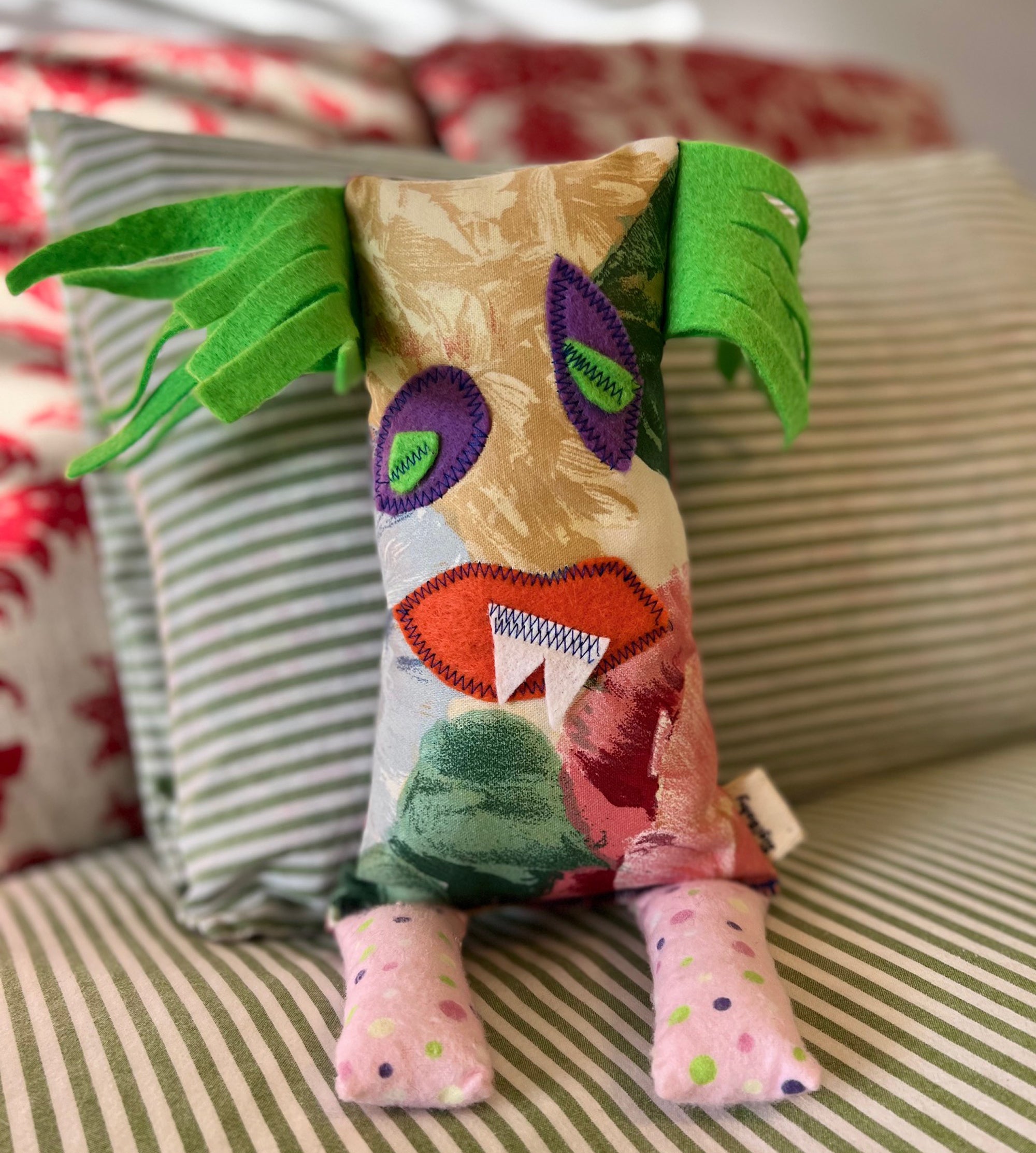 Little Monster "Gretel" Handmade Recycled Fabric Plush Toy Doll