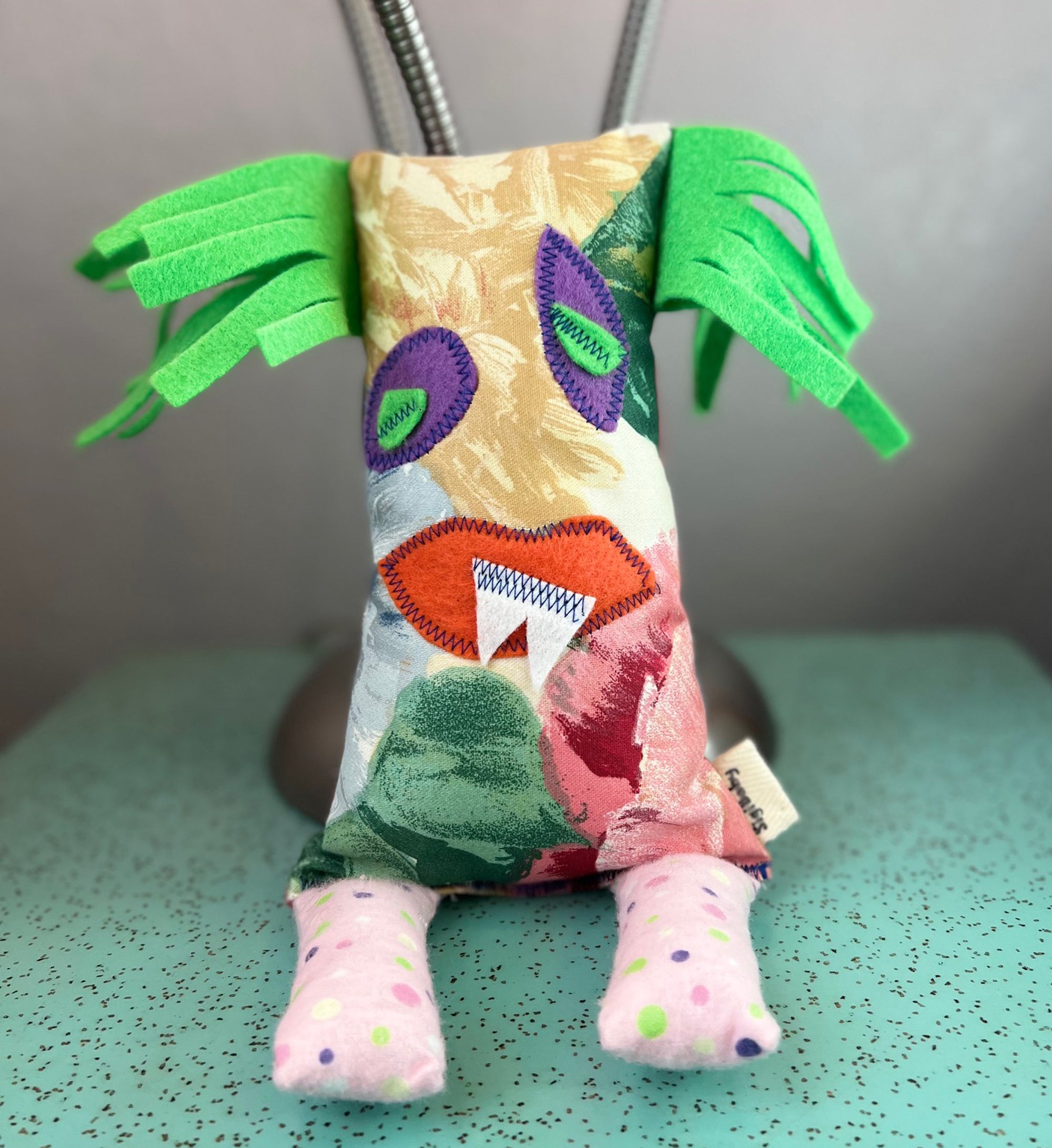 Little Monster "Gretel" Handmade Recycled Fabric Plush Toy Doll