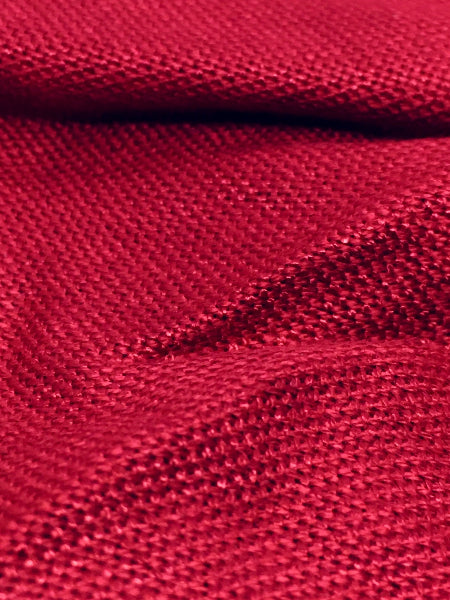 Closeup image of red bamboo fabric weave texture