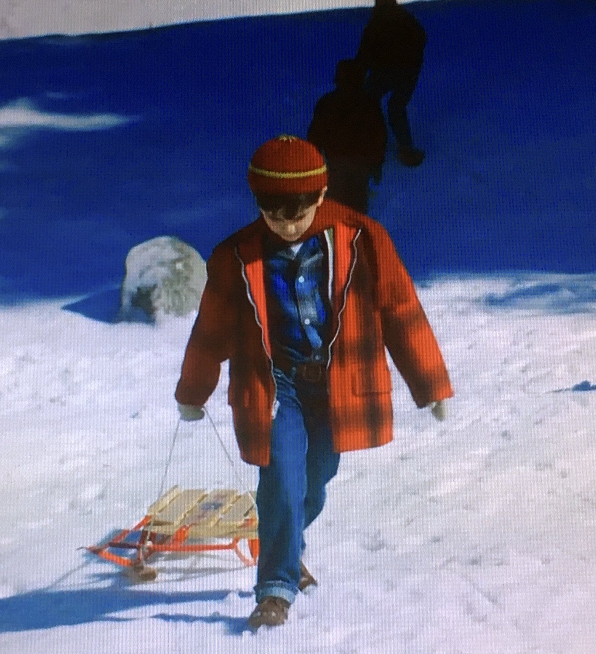 Kids Hand Knit Red Color Scarf With Fringe